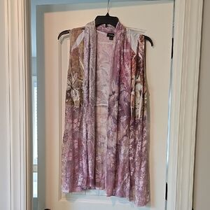 Sheer Pink and Brown Sleeveless Vest